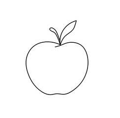 Vector isolated one single simple apple fruit with leaf  colorless black and white contour line easy drawing