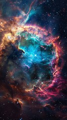 Fototapeta na wymiar Augmented reality app visualizing the life cycle of stars from nebulae to supernovae