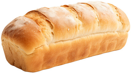 A loaf of freshly baked white whole-grain bread, on transparency - obrazy, fototapety, plakaty