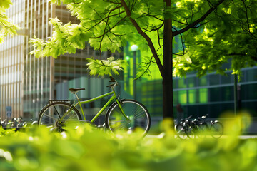 Bicycle on green background. - 768013066