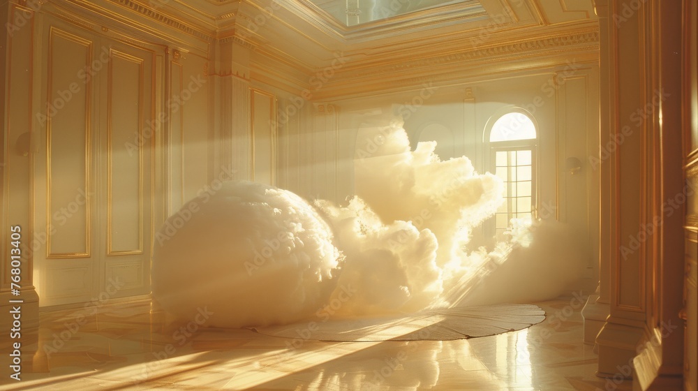 Poster design an image that captures the essence of a dream sequence, where gravity is defied, and ordinary