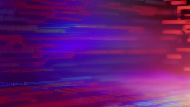 purple Glow Abstract Technology Background with Code Lines