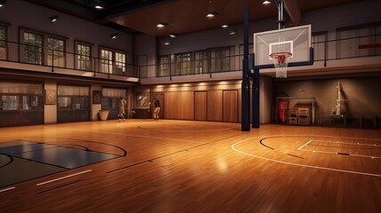 Private indoor basketball court with professional core court and locker room facilities