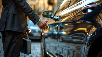 Driver hand opening car door