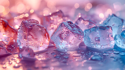 Chaotic ice cube Background pastel pink