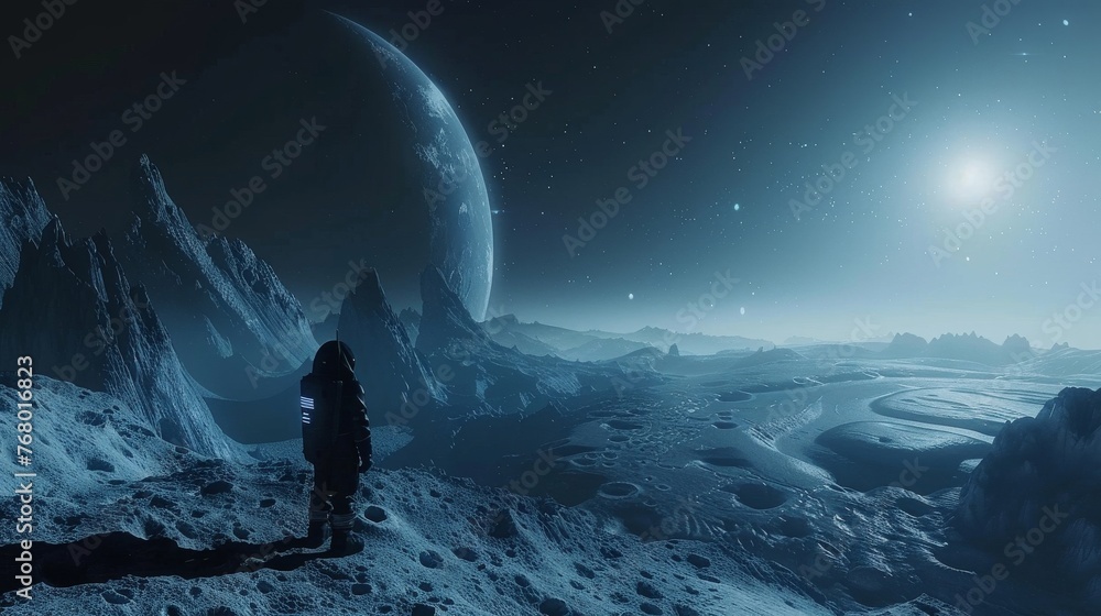 Aufkleber envision a space exploration platform where users can walk on realistic 3d-rendered alien landscapes