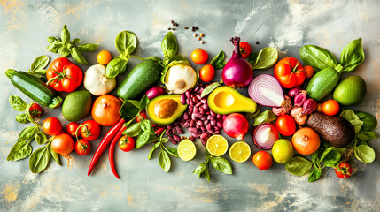 Vibrant Mexican Culinary Ingredients on Dark Background