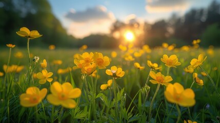 Field of Yellow Flowers Under Sun