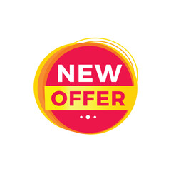 New offer red label icon for announcement, advertising, vector. Flat design template for banner.