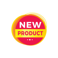 New product red label icon for announcement, advertising, vector. Flat design template for banner.