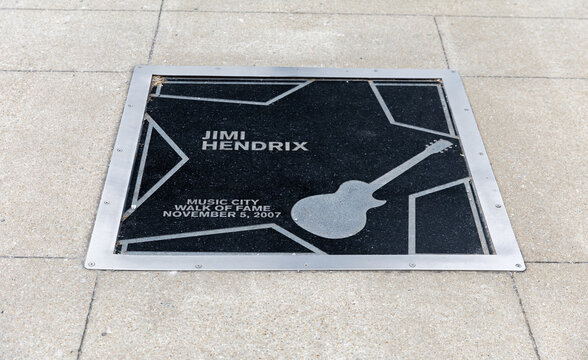 Jimi Hendrix star on the Music City Walk of Fame in Nashville, TN