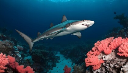 A Hammerhead Shark Navigating Through A Maze Of Co