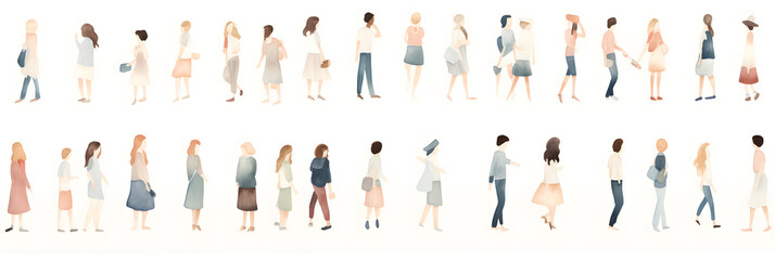 Human figures silhouette on a white background watercolor illustration