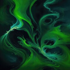 Dark Green smoke acrylic paints Liquid fluid art abstract background