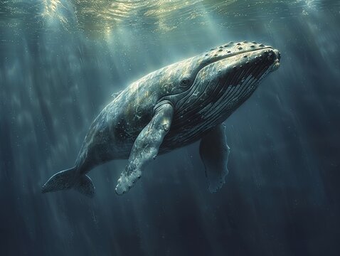 Illustration highlighting the bowhead whale s incredible genetic gift for DNA repair, a beacon of hope in cancer research no splash