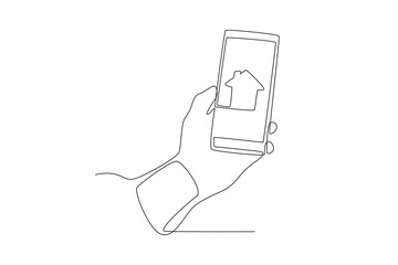 Keeping an eye on the house with a smart home app.Individual monitoring home electricity one-line drawing