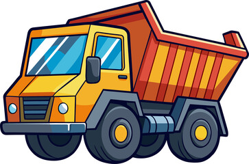 Cartoon Illustration of Dumptruck , Vector Flat color isolated on a white background 