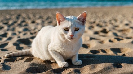 cat on the beach