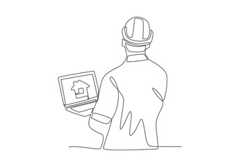 A project worker is monitoring his house with a smart home application.Individual monitoring home electricity one-line drawing
