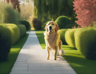 Golden Retriever Dog, Oil Painting - 768023077
