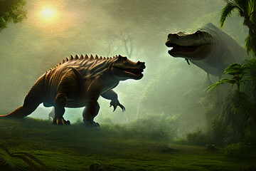 Stegosaurus Dinosaur, Oil Painting