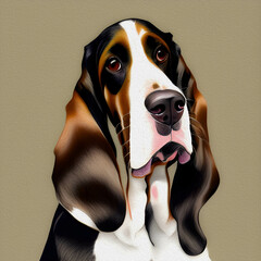 Basset Hound Dog, Oil Painting - 768023087