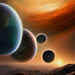 Landscape of planet Venus, Oil Painting - 768023243