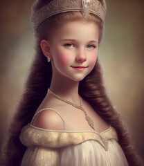 Princess, Portrait in Baroque Style, Oil Painting - 768023295