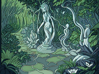 Xenomorphic Garden of Eden, Oil Painting - 768023404