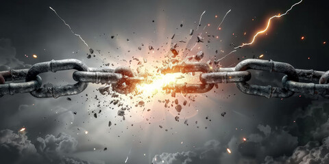 broken chains breaking apart, symbolizing freedom  