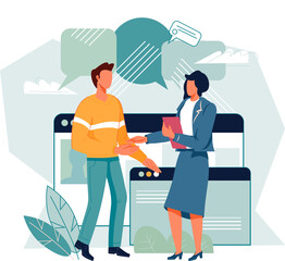 Business people shake hands in sign of agreement and completed deal. Partnership handshake template for banner or infographics.