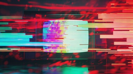 Vivid digital distortion and glitch effect creating a dynamic abstract background.