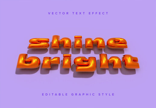 Metallic Orange 3D Text Effect Mockup