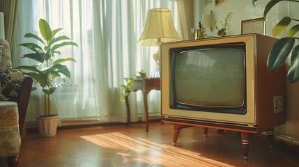 Classic interior design featuring a nostalgic television set