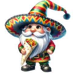 Cinco de Mayo Festival gnome is celebrating Cinco de Mayo with festival food. transparent background