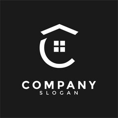 Abstract vector logo combines house and the letter C.