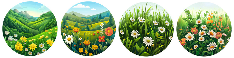 Meadow clipart collection, symbol, logos, icons isolated on transparent background
