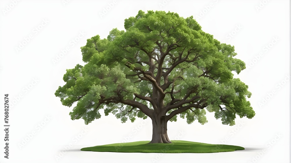 Poster a green oak tree with a transparent background and an isolated cutout object in a png file.