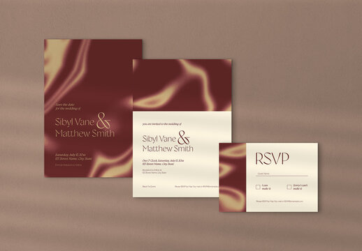 Wedding Invitation Set with Neutral Gradient Elements