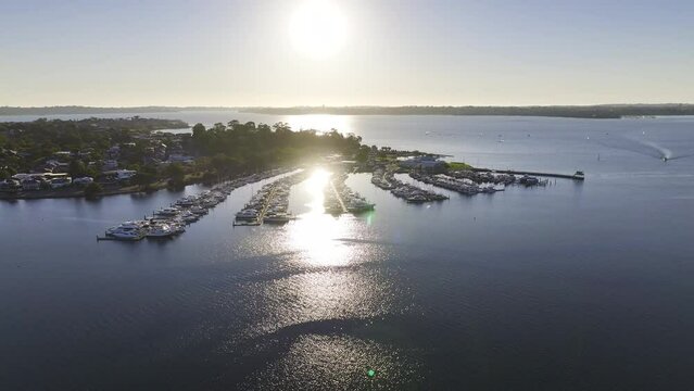 Aerial Drone Footage of South Perth Yacht Club Boat Harbor, Perth Western Australia