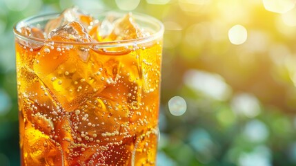 Refreshing glass of iced tea, condensation glistening, promising a cool and revitalizing sip