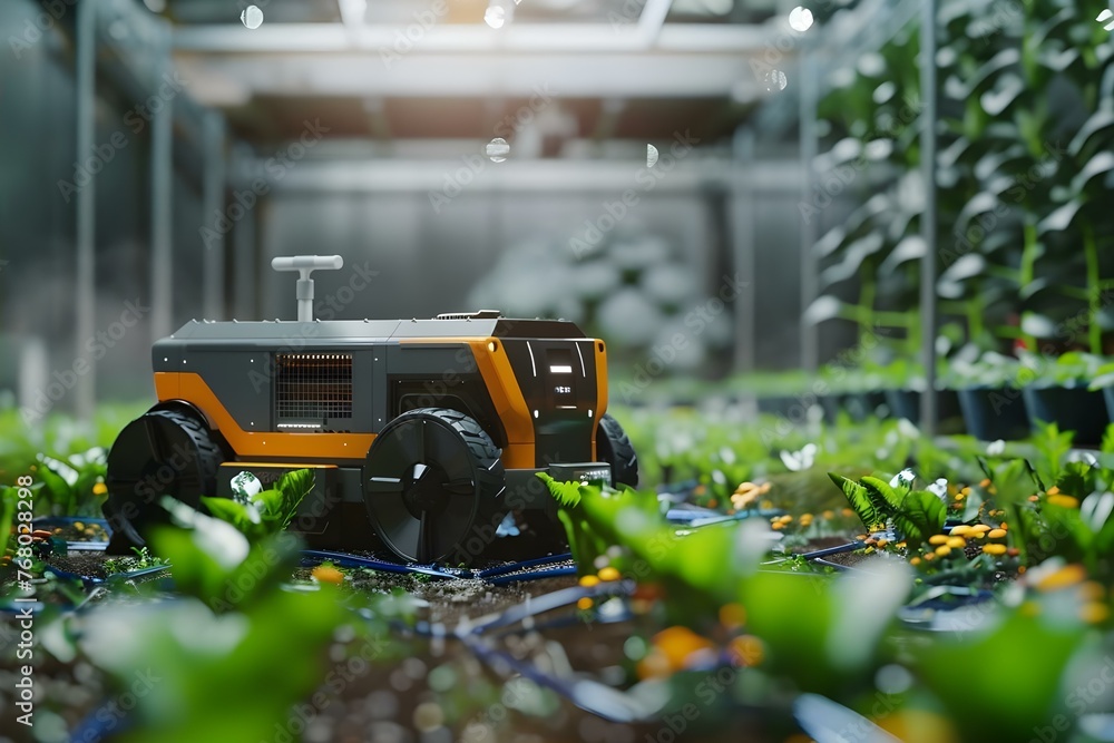 Poster autonomous agricultural robot in a futuristic smart farm utilizing 5g technology for efficient farmi