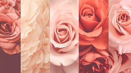 A row of pink roses with different shades of pink