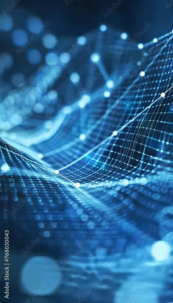 Poster data flow streamlining connectivity in information technology network with particle wave