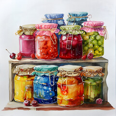 jars of preserved vegetables