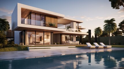Fototapeta premium A photo of a Minimalistic Villa Exterior