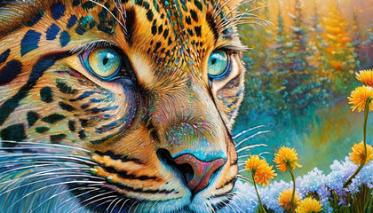 gros plan d'un jaguar - obrazy, fototapety, plakaty