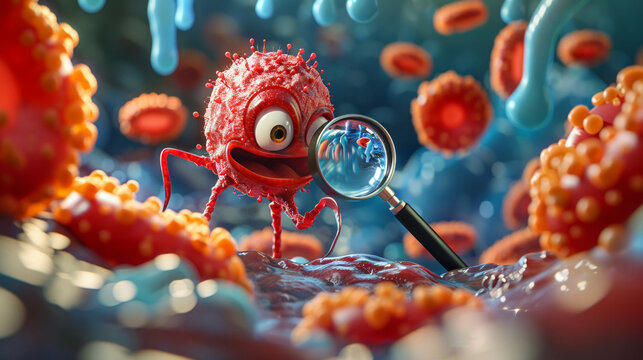 A red cell investigates clot formation, medical illustration to educate on the importance of preventing blood clots for circulatory health