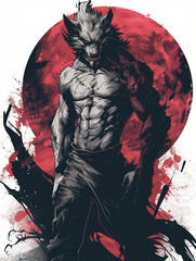 werewolf by night - fantasy illustration - generative ai