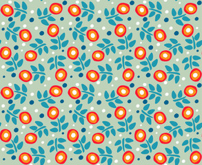 Seamless pattern with flowers in ethno style